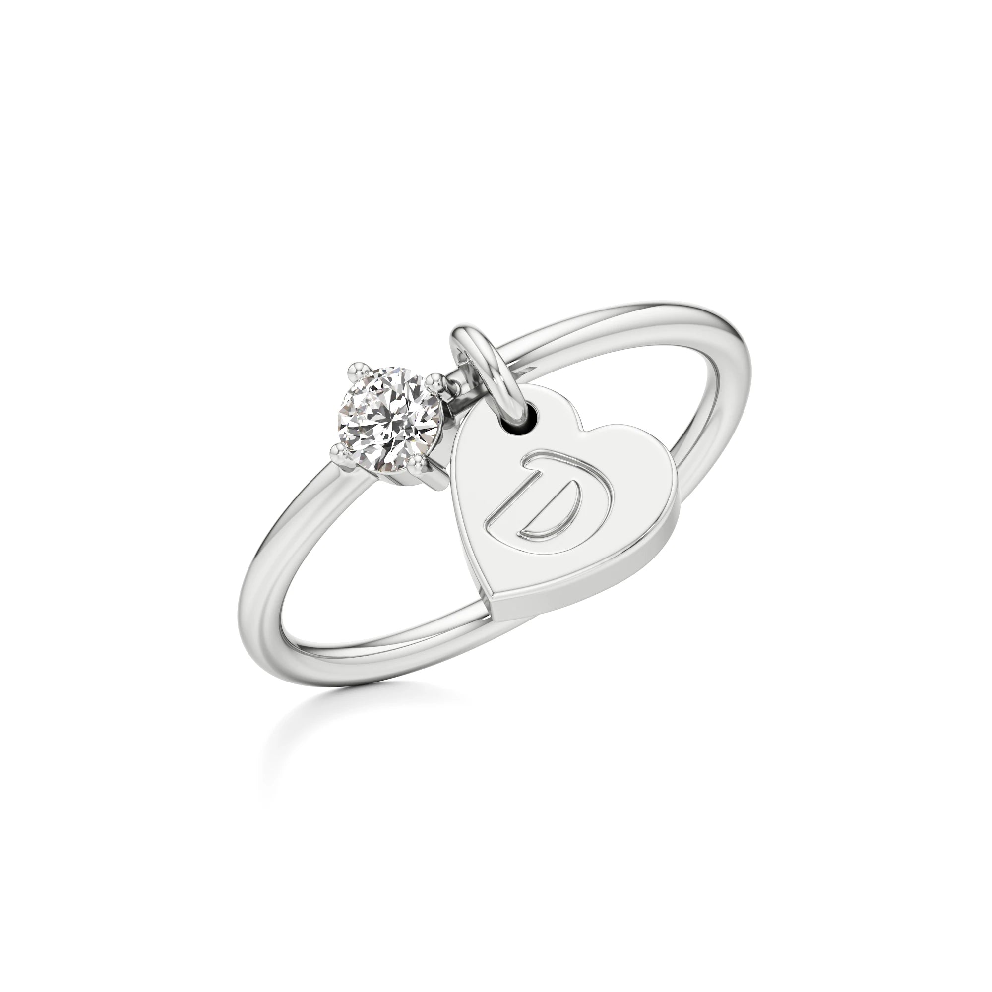 Heart Initial Ring with a Diamond Accent