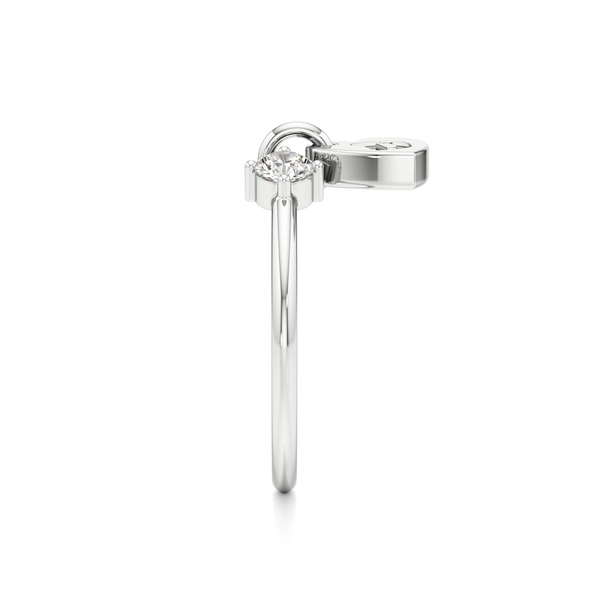Heart Initial Ring with a Diamond Accent