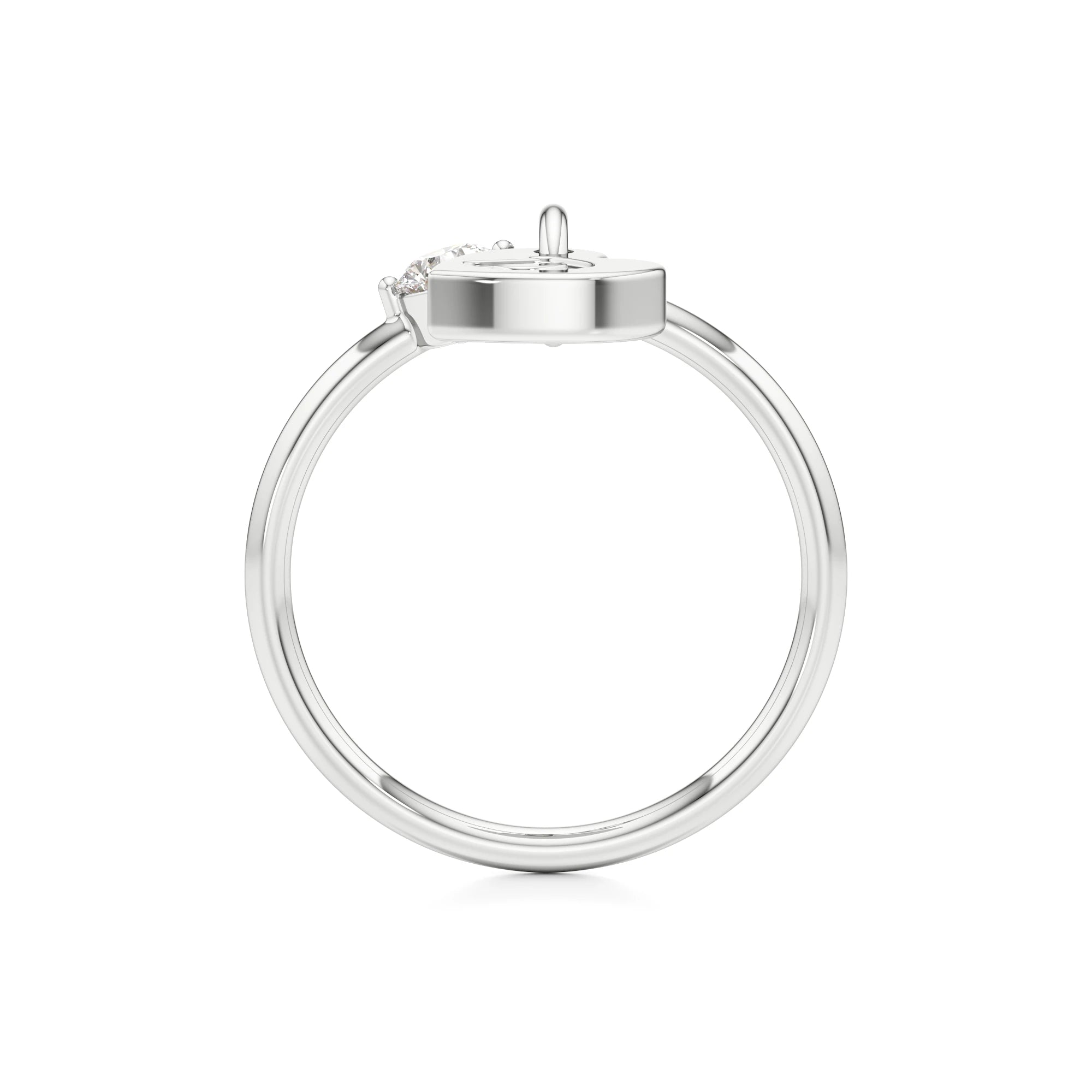 Heart Initial Ring with a Diamond Accent
