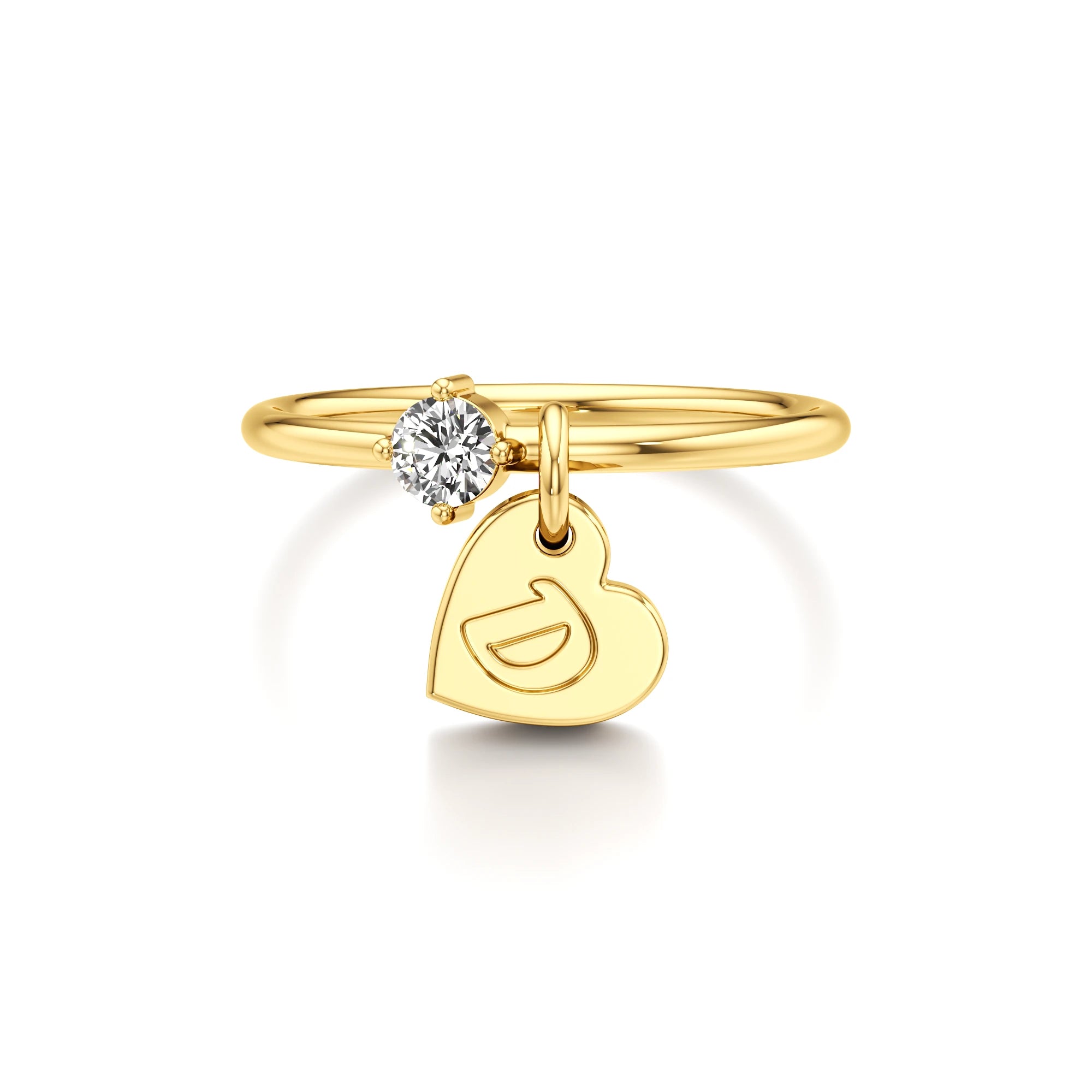 Heart Initial Ring with a Diamond Accent