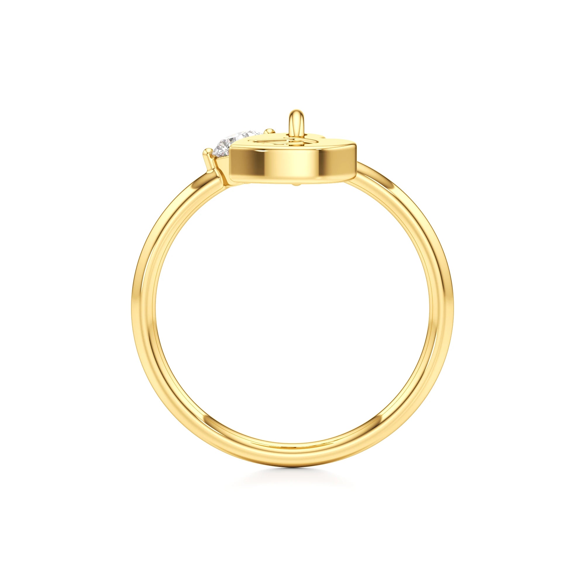 Heart Initial Ring with a Diamond Accent