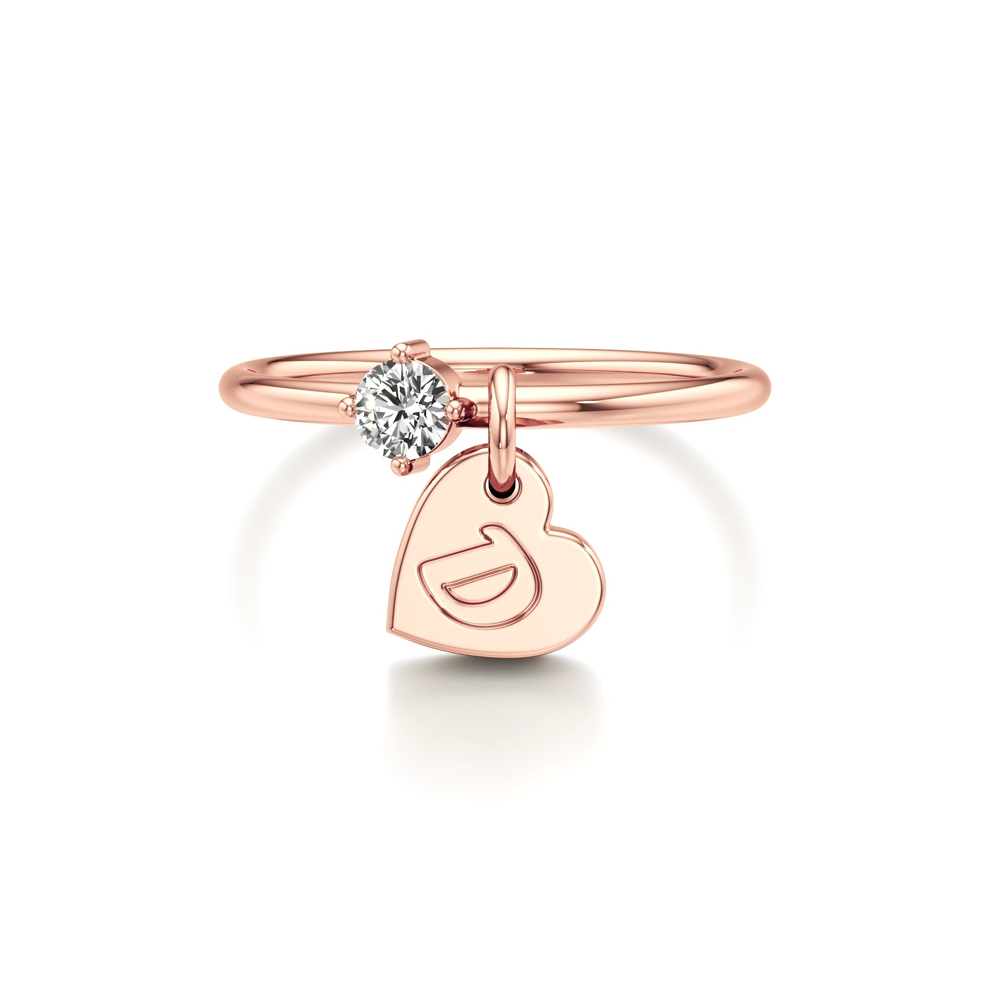 Heart Initial Ring with a Diamond Accent