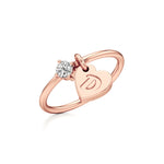 Heart Initial Ring with a Diamond Accent