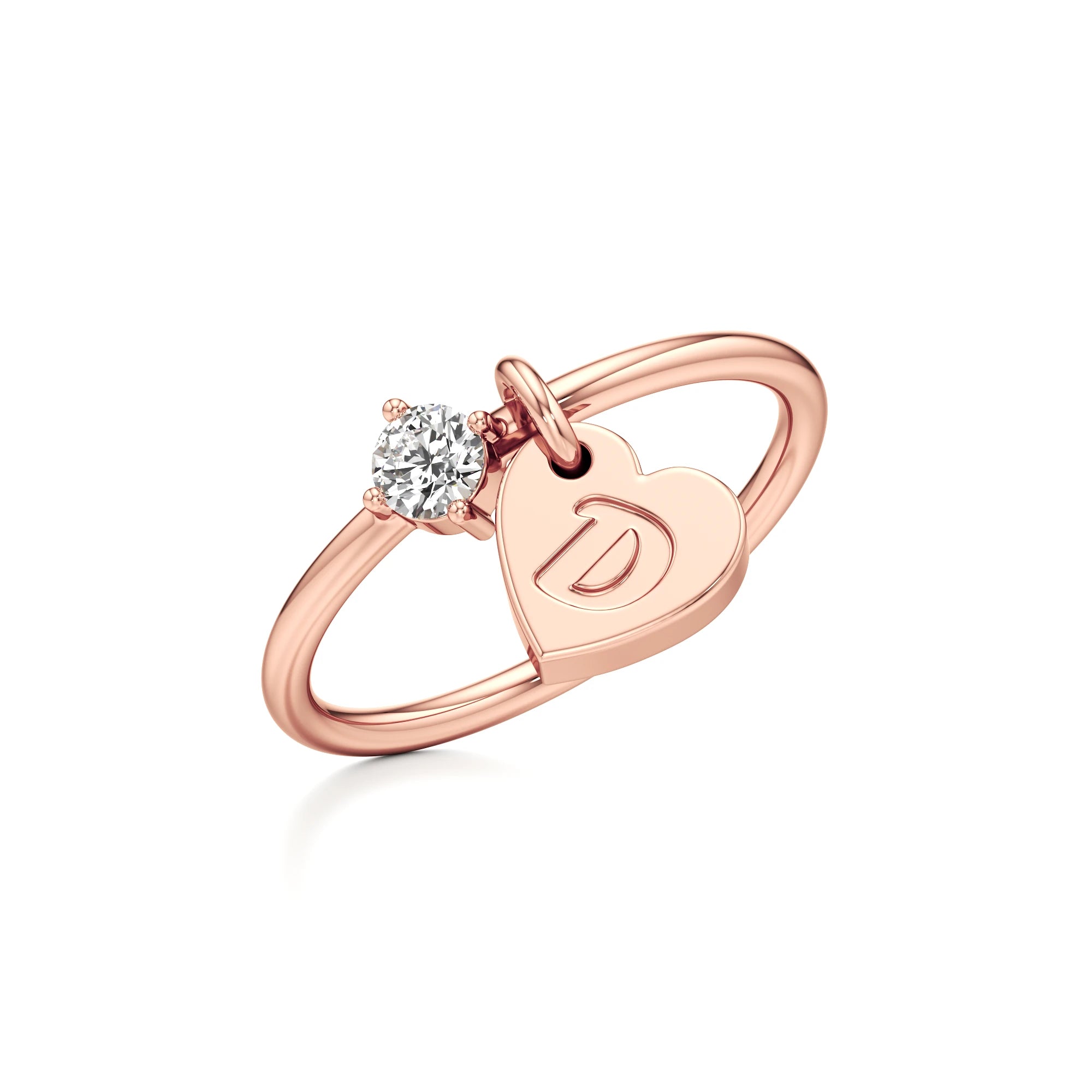 Heart Initial Ring with a Diamond Accent