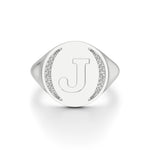 Initial Signet Ring with Diamond Accents