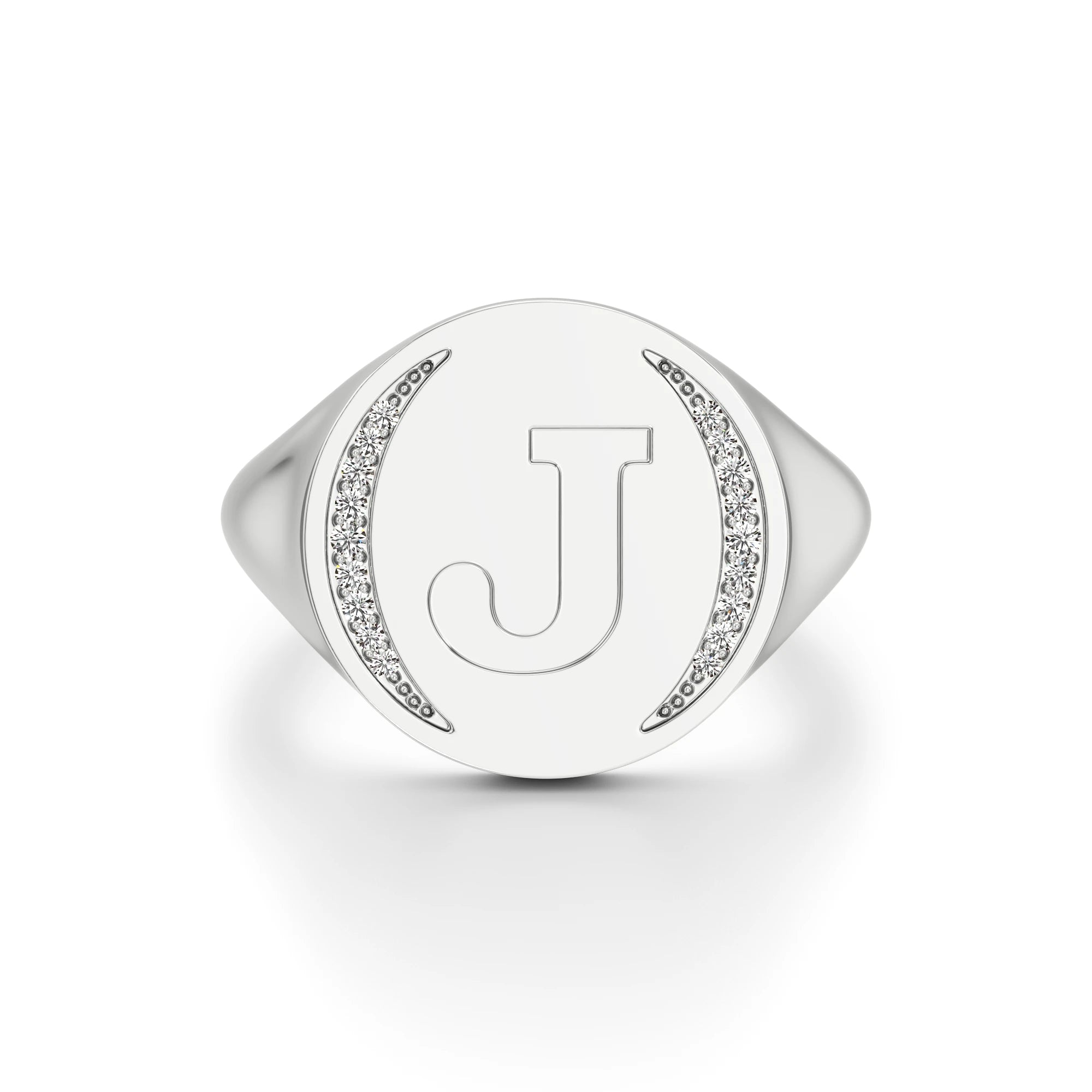 Initial Signet Ring with Diamond Accents