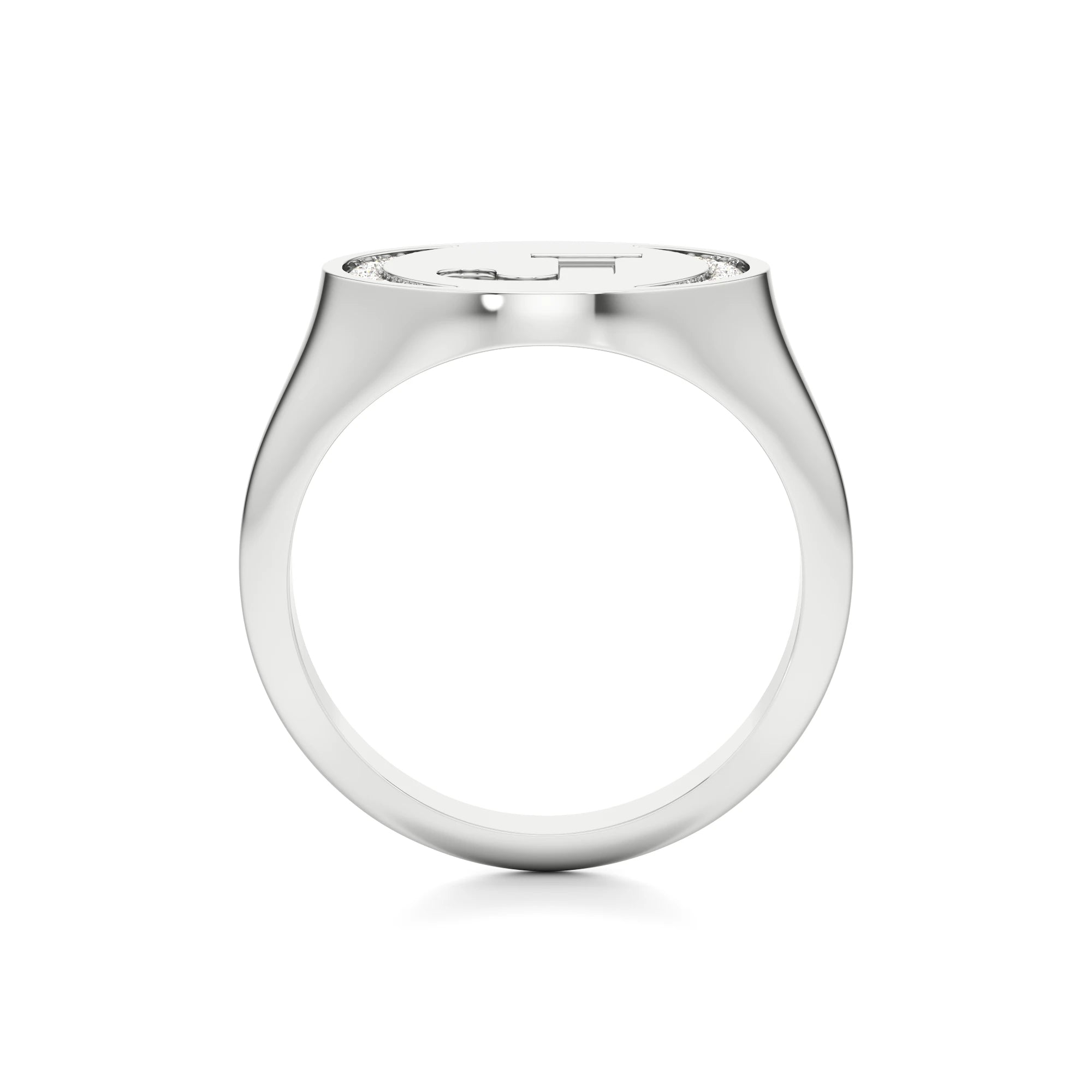 Initial Signet Ring with Diamond Accents