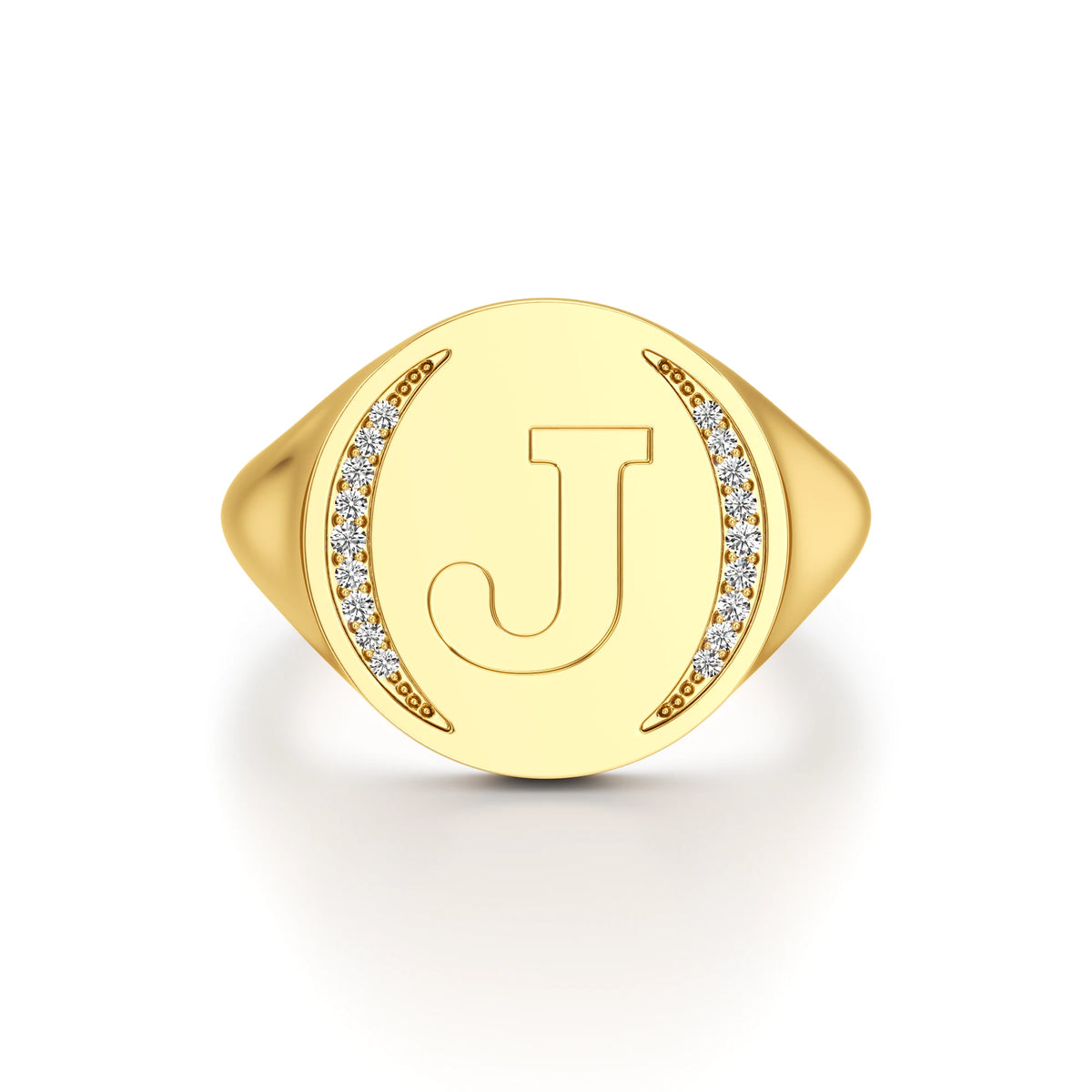 Initial Signet Ring with Diamond Accents
