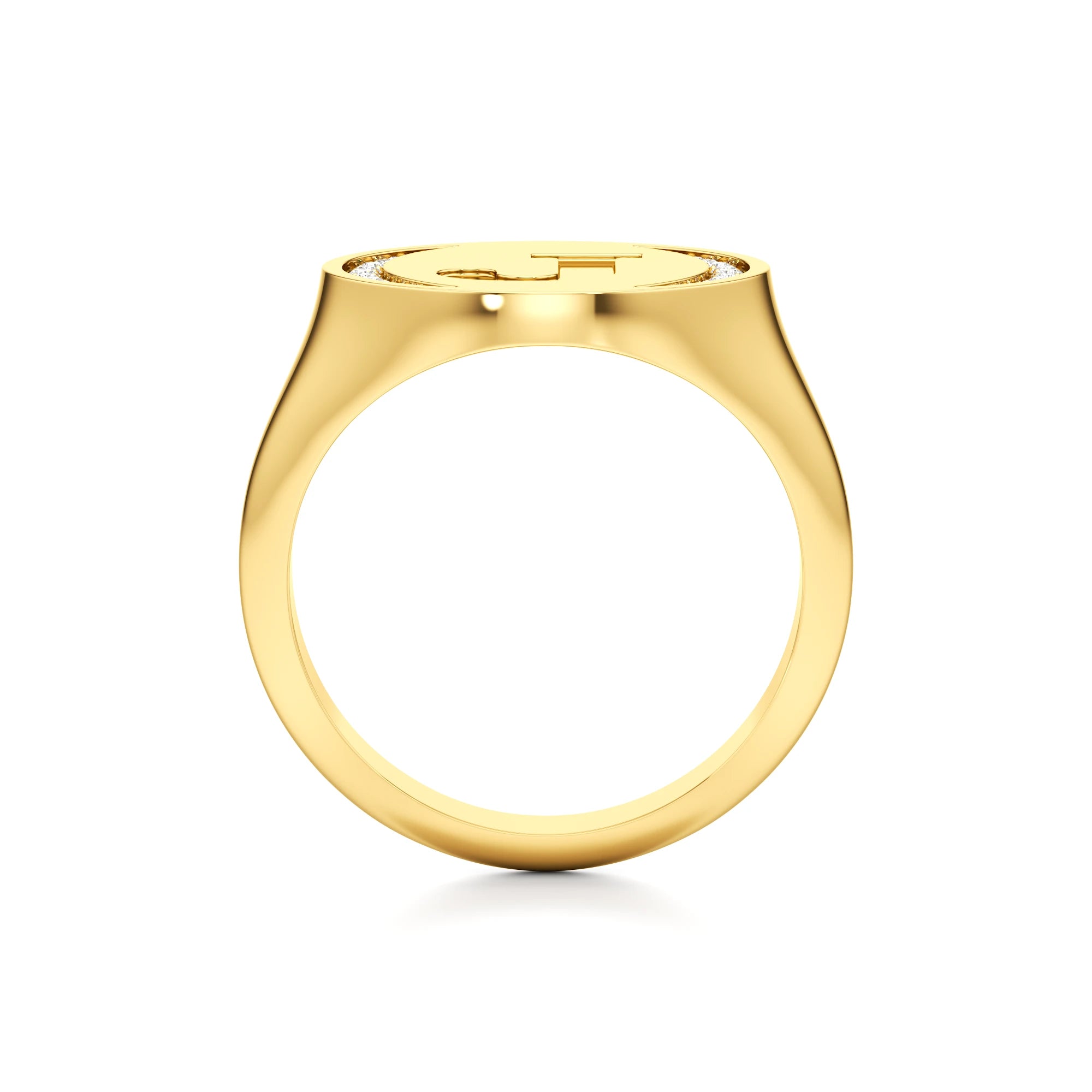 Initial Signet Ring with Diamond Accents