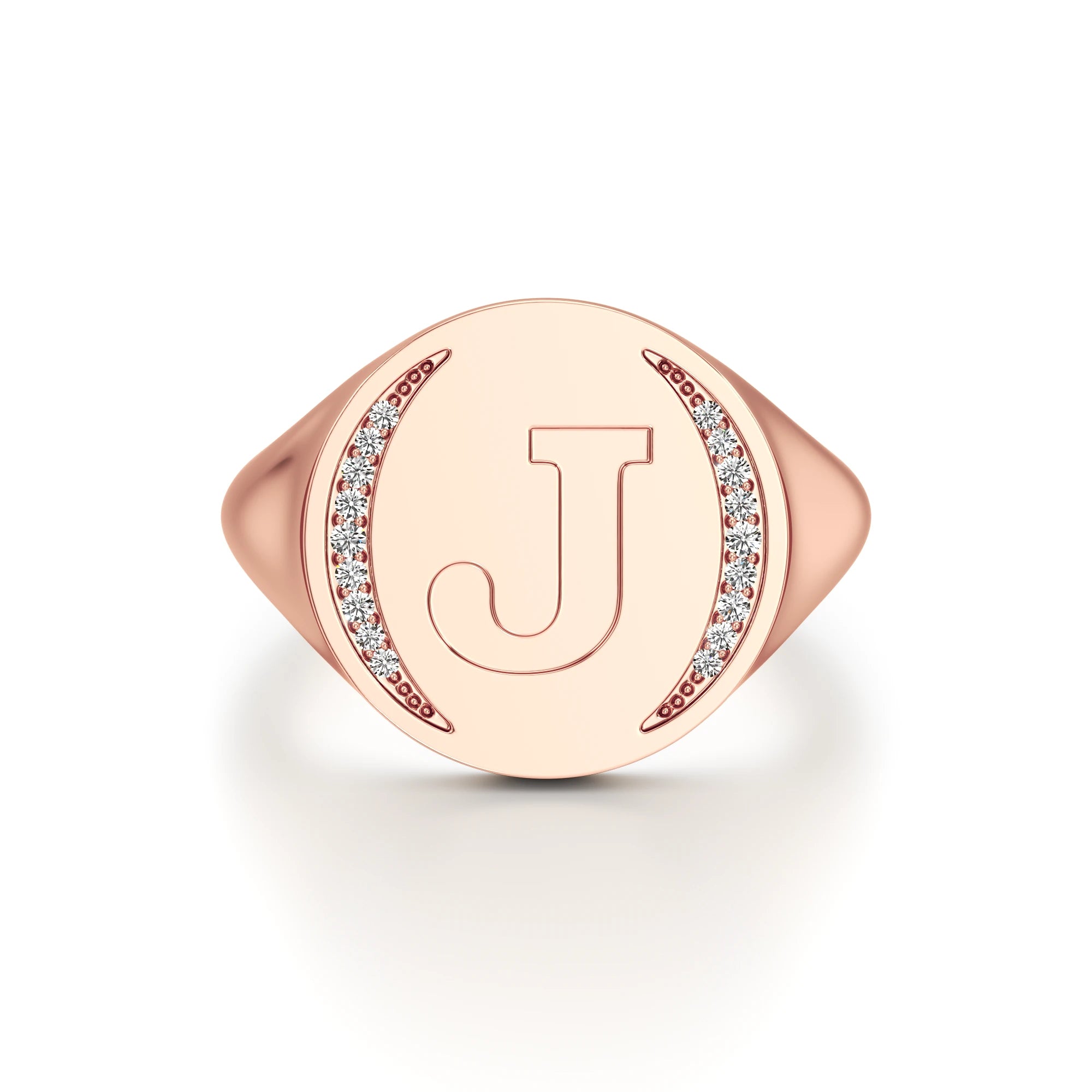 Initial Signet Ring with Diamond Accents