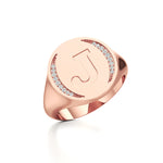 Initial Signet Ring with Diamond Accents