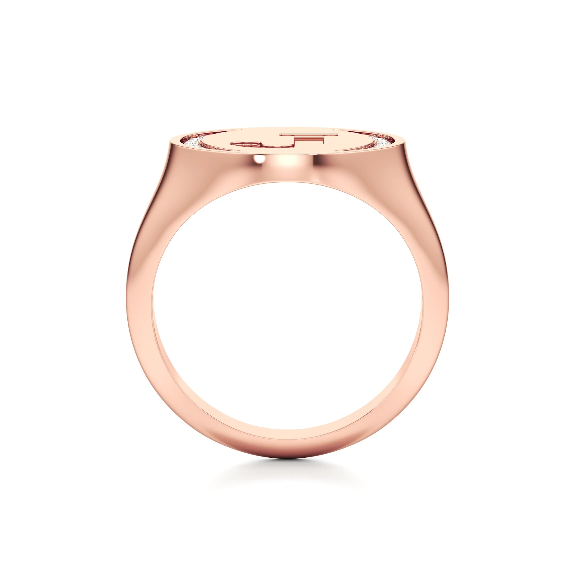 Initial Signet Ring with Diamond Accents