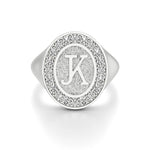 Vintage Inspired Initial Signet Ring with Diamond Accents
