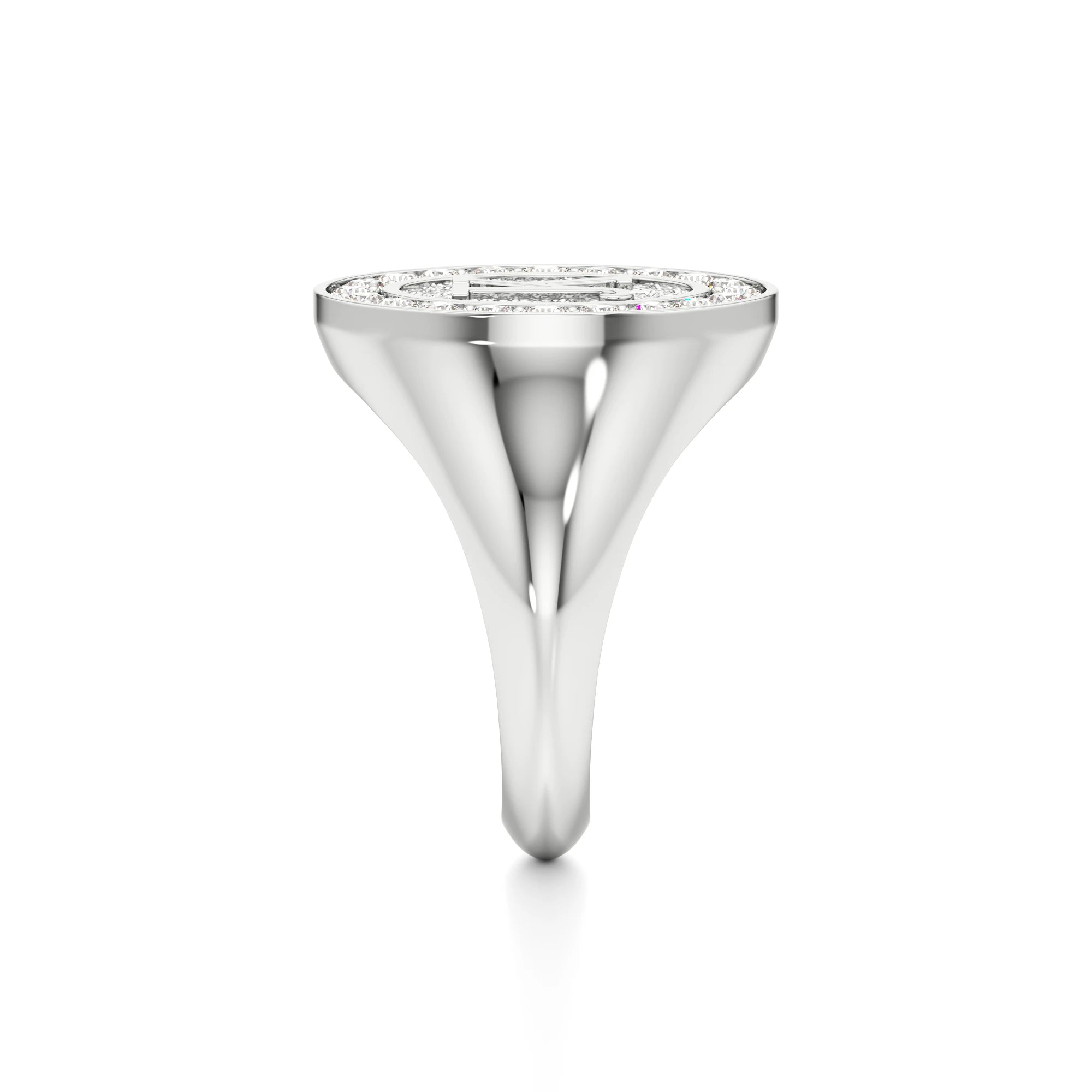 Vintage Inspired Initial Signet Ring with Diamond Accents