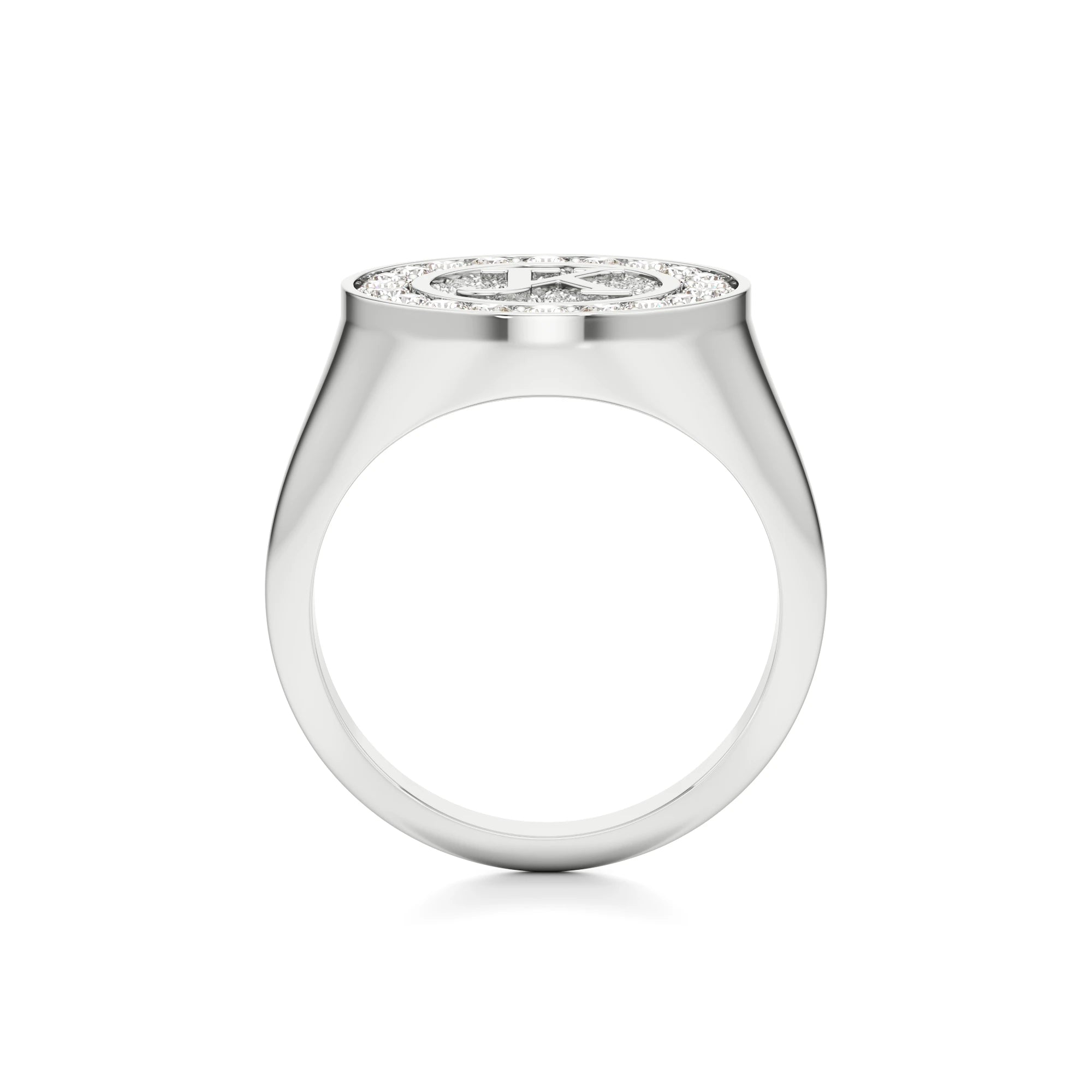 Vintage Inspired Initial Signet Ring with Diamond Accents