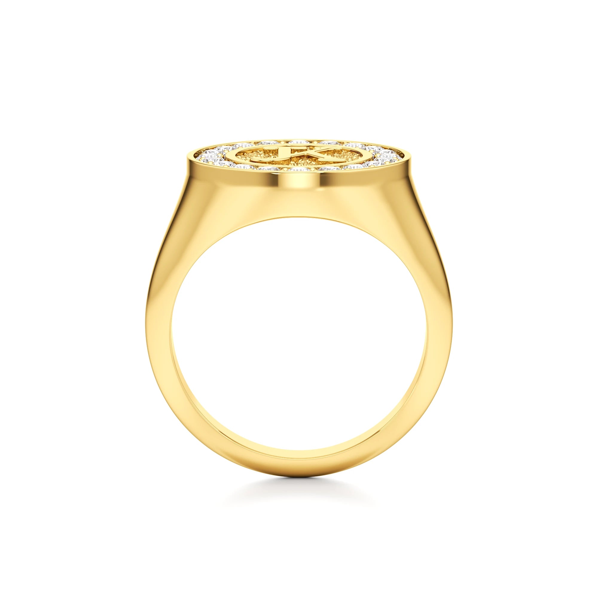 Vintage Inspired Initial Signet Ring with Diamond Accents