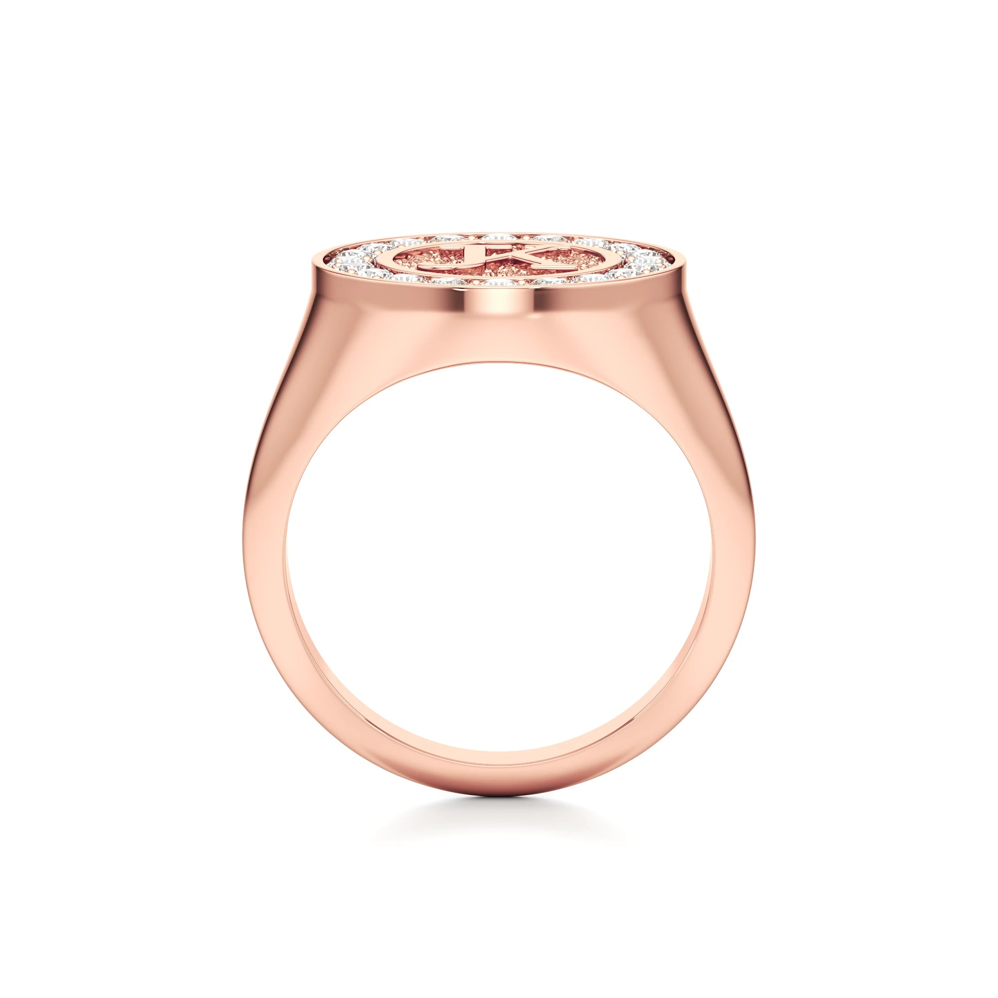 Vintage Inspired Initial Signet Ring with Diamond Accents